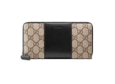 GUCCI GG Supreme Zip Round Wallet "Beige/Black"