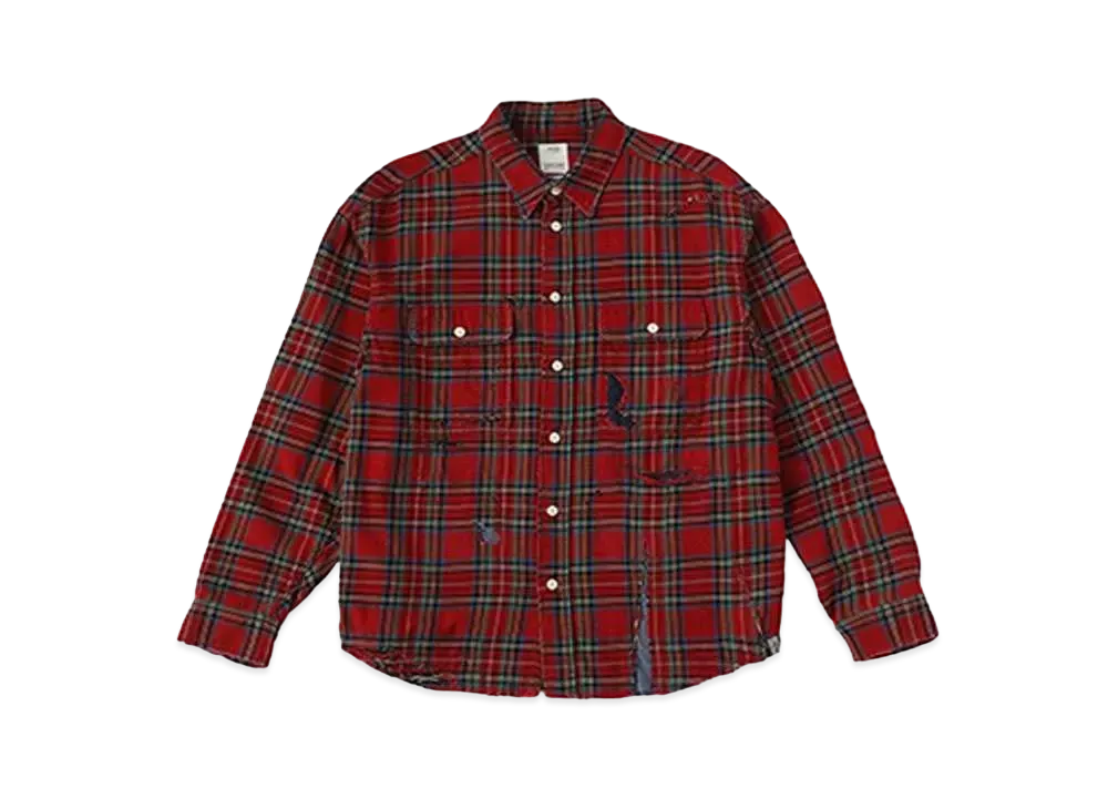 VISVIM LUMBER CHECK L/S CRASH "Red"
