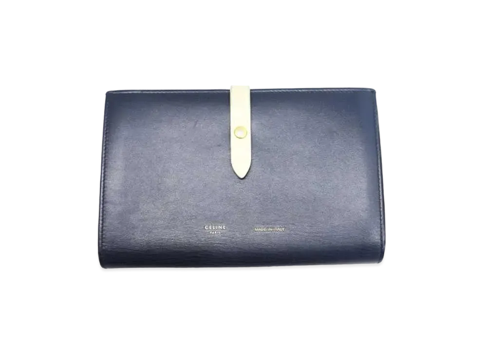 セリーヌ ラージ ストラップ ウォレット "ネイビー"