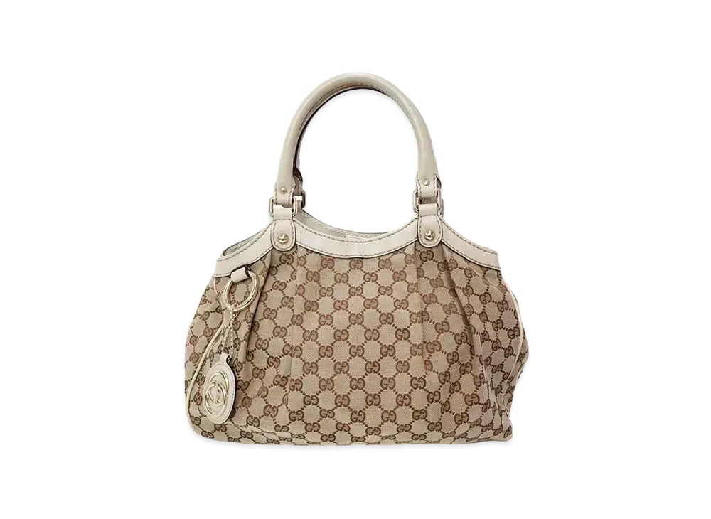 GUCCI Sukey GG Canvas Hand Bag "Beige/White"