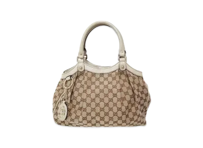 GUCCI Sukey GG Canvas Hand Bag "Beige/White"