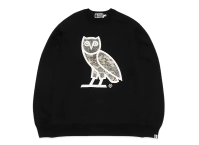 A BATHING APE X OVO GLASS BEADS WOODLAND CAMO CREWNECK "Black"