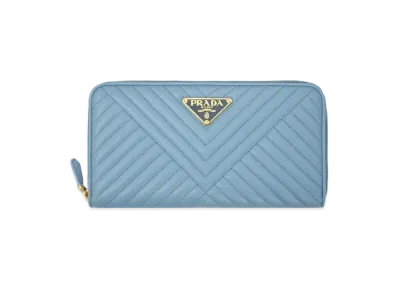 PRADA Nappa Leather Round Zip Wallet Astrale "Blue"