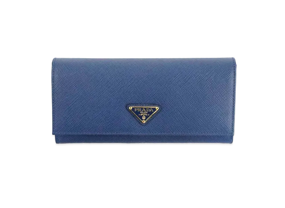 PRADA Saffiano Logo Wallet "Blue"