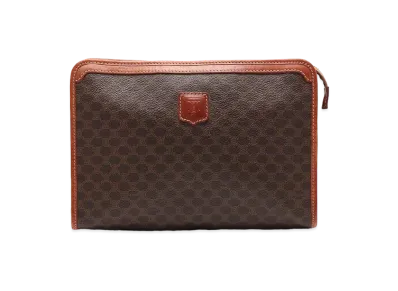 CELINE Macadam PVC Leather Clutch Bag "Brown"