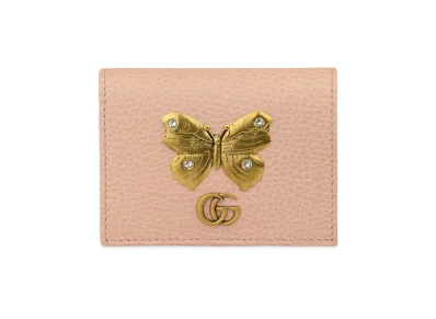 Gucci Leather Card Case with Butterfly "Pink"