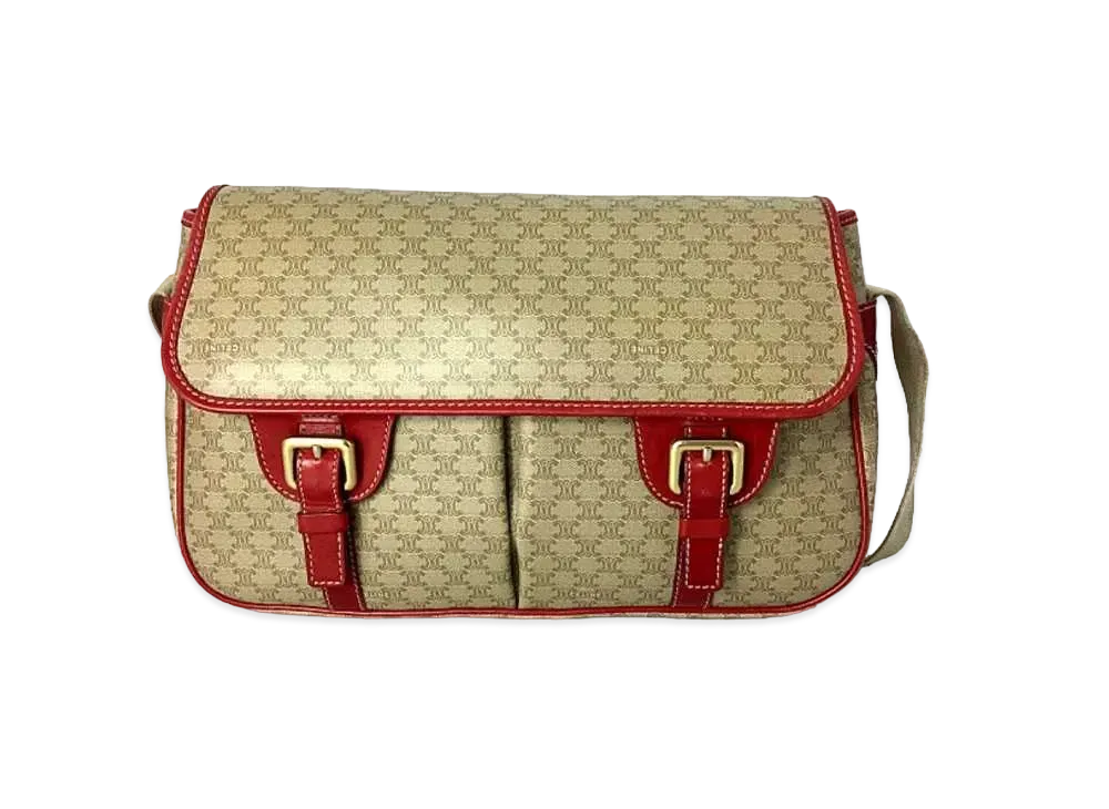 CELINE PVC Messenger Shoulder Bag "Red"