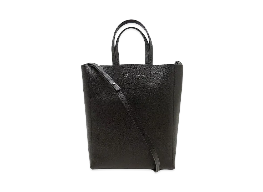 セリーヌ バーティカル カバ スモール レザー トートバッグ "ブラック"