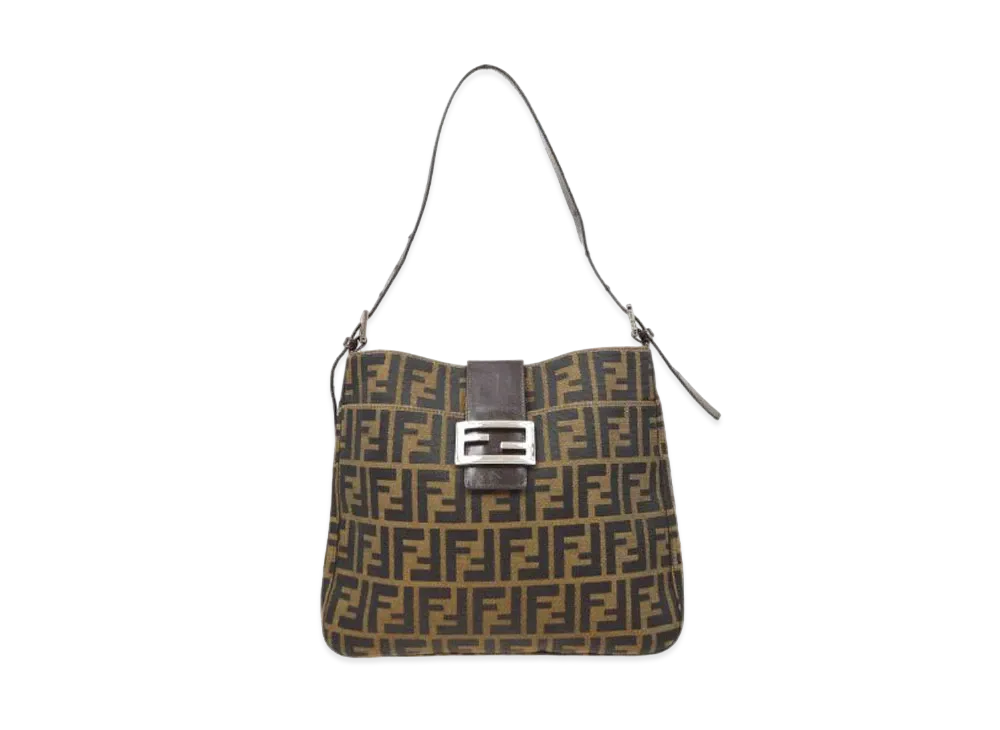 FENDI Zucca Canvas Shoulder Bag "Brown"