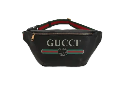 GUCCI Vintage Logo Print Leather Small Belt Bag "Black"