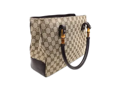 GUCCI GG Canvas Bamboo Handle Tote Bag "Beige"