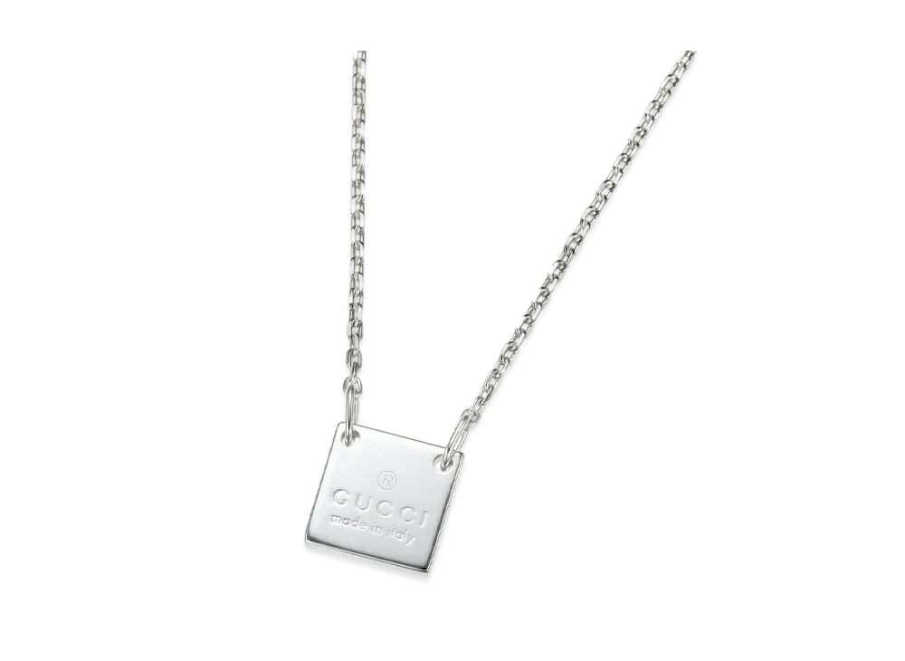 グッチ スクエア プレート ネックレス "シルバー"