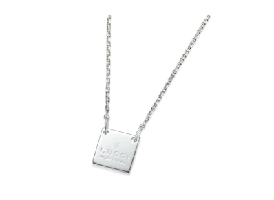 GUCCI Square Plate Necklace "Silver"