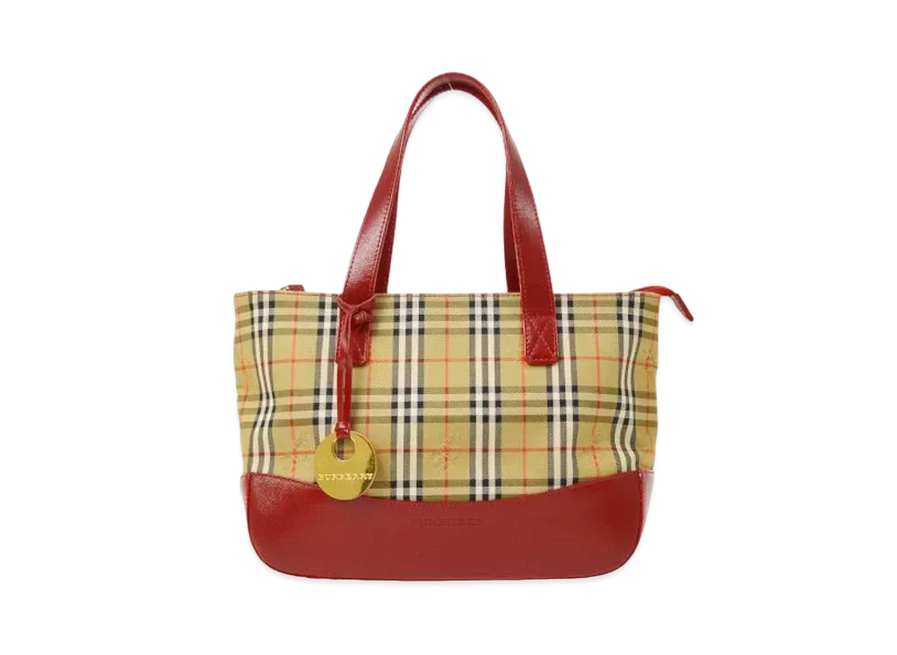 BURBERRY House Check Hand Tote Bag "Red"