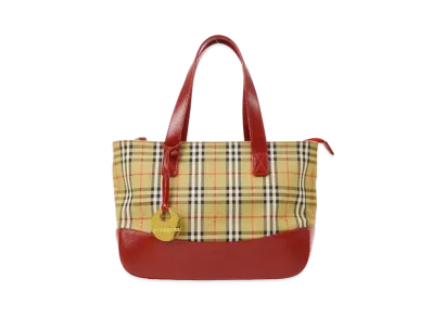 BURBERRY House Check Hand Tote Bag "Red"