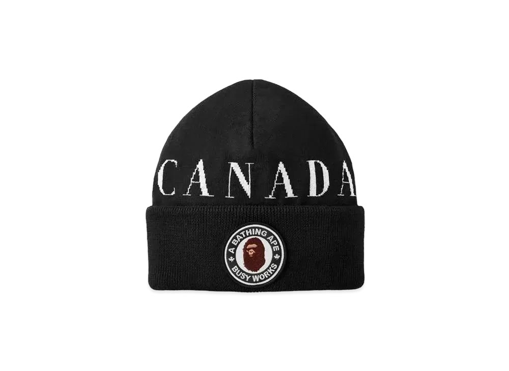 A BATHING APE CANADA GOOSE KNIT CAP FOR BAPE® x CONCEPTS "Black"