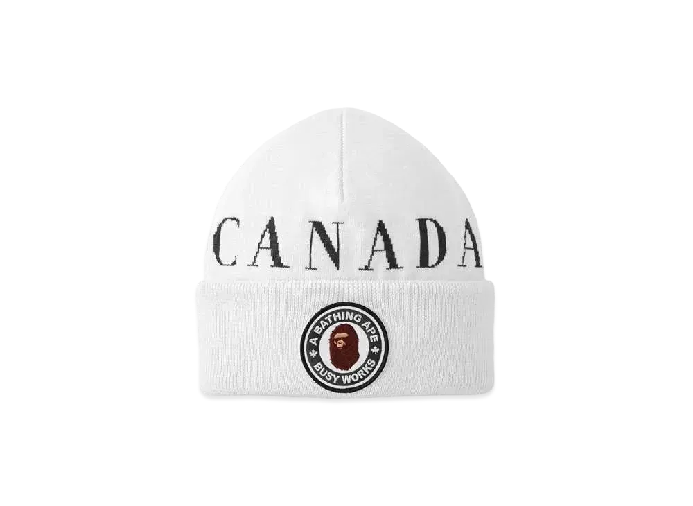 A BATHING APE CANADA GOOSE KNIT CAP FOR BAPE® x CONCEPTS "White"