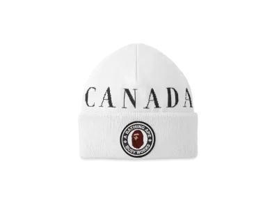 A BATHING APE CANADA GOOSE KNIT CAP FOR BAPE® x CONCEPTS "White"