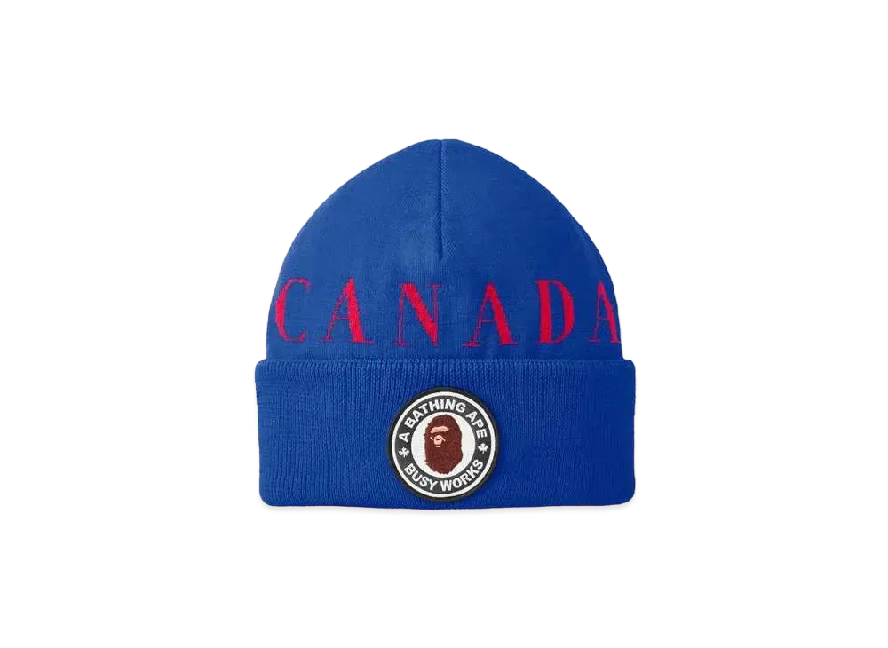 A BATHING APE CANADA GOOSE KNIT CAP FOR BAPE® x CONCEPTS "Blue"