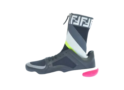 FENDI Center Zip Logo Socks Sneaker "Black"