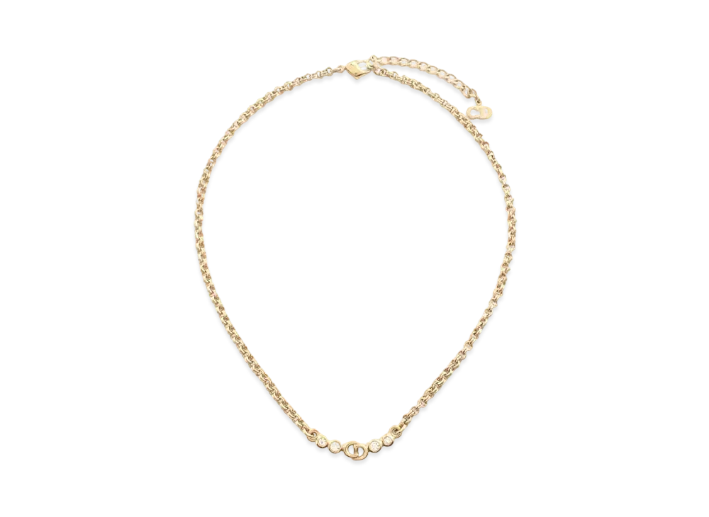 ディオール CDロゴ ネックレス GP ラインストーン "ゴールド"