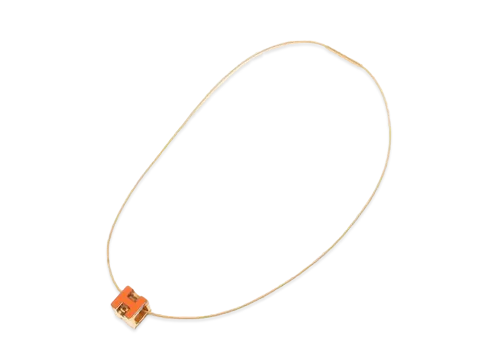 Hermes Caged Ache H Cube Necklace "Orange"