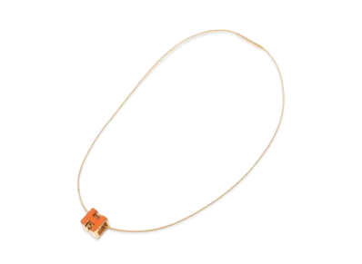 Hermes Caged Ache H Cube Necklace "Orange"