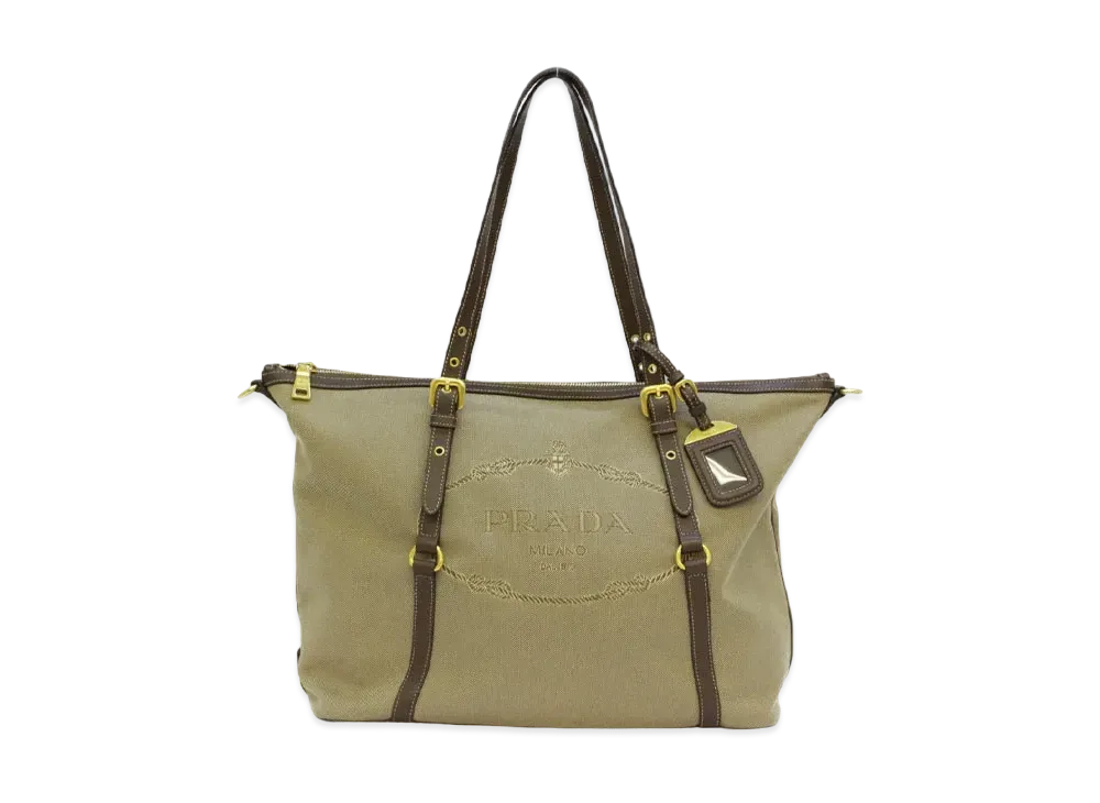 PRADA Canapa Canvas 2Way Tote "Brown"