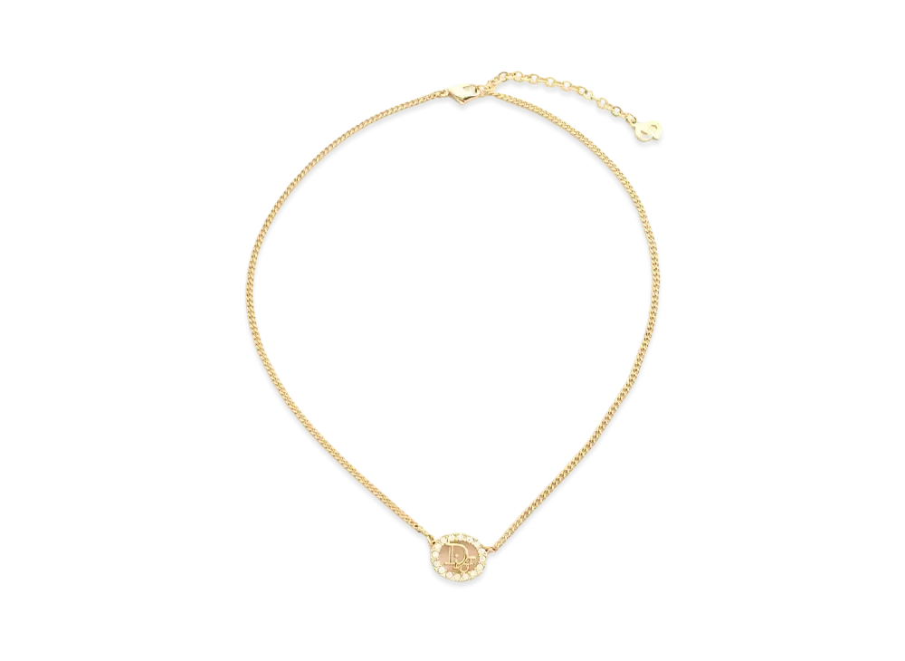 ディオール ロゴ ラインストーン オーバル ネックレス "ゴールド"