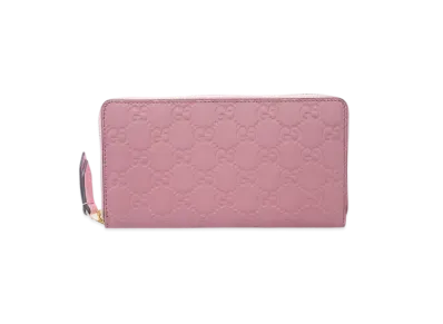 GUCCI Guccissima Round Zip Wallet "Pink"