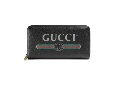 GUCCI Vintage Logo Print Zip Around Wallet "Black"