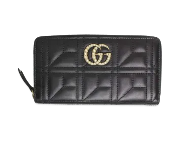 Gucci GG Marmont Imitation Pearl Wallet "Black"