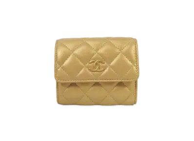 CHANEL Lambskin Matelasse Small Flap Wallet "Gold"