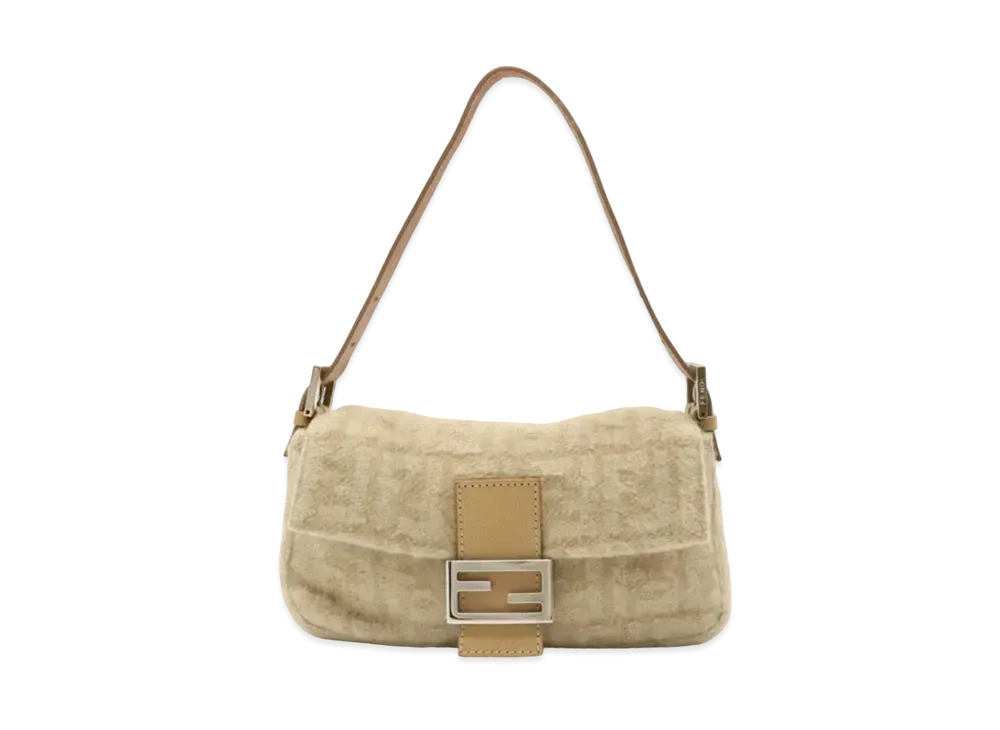 FENDI Zucca Mama Baguette Wool Shoulder Bag "Beige"