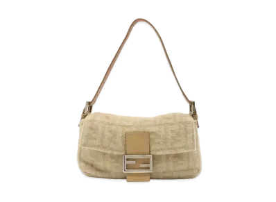 FENDI Zucca Mama Baguette Wool Shoulder Bag "Beige"
