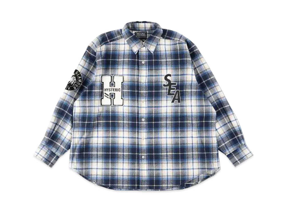 WIND AND SEA x HYSTERIC GLAMOUR Check Shirt "Blue"