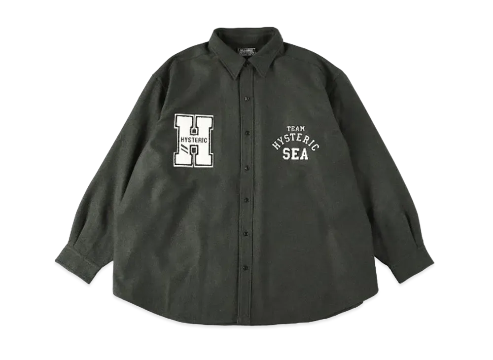 WIND AND SEA x HYSTERIC GLAMOUR Wool Shirt "Green"