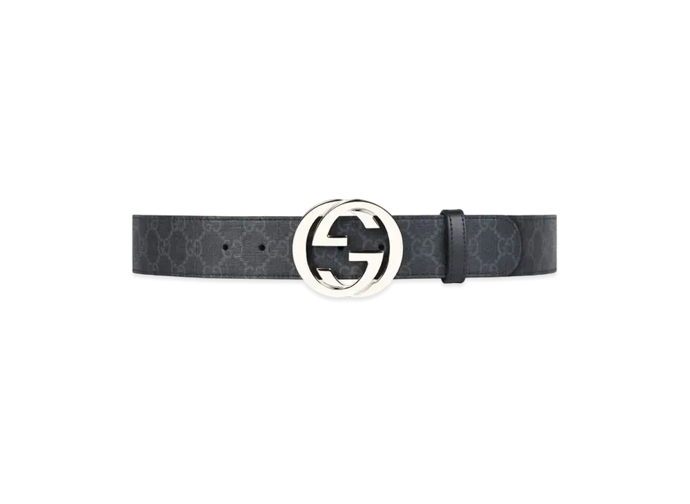 GUCCI GG Supreme Canvas Belt ”Black/Gray”