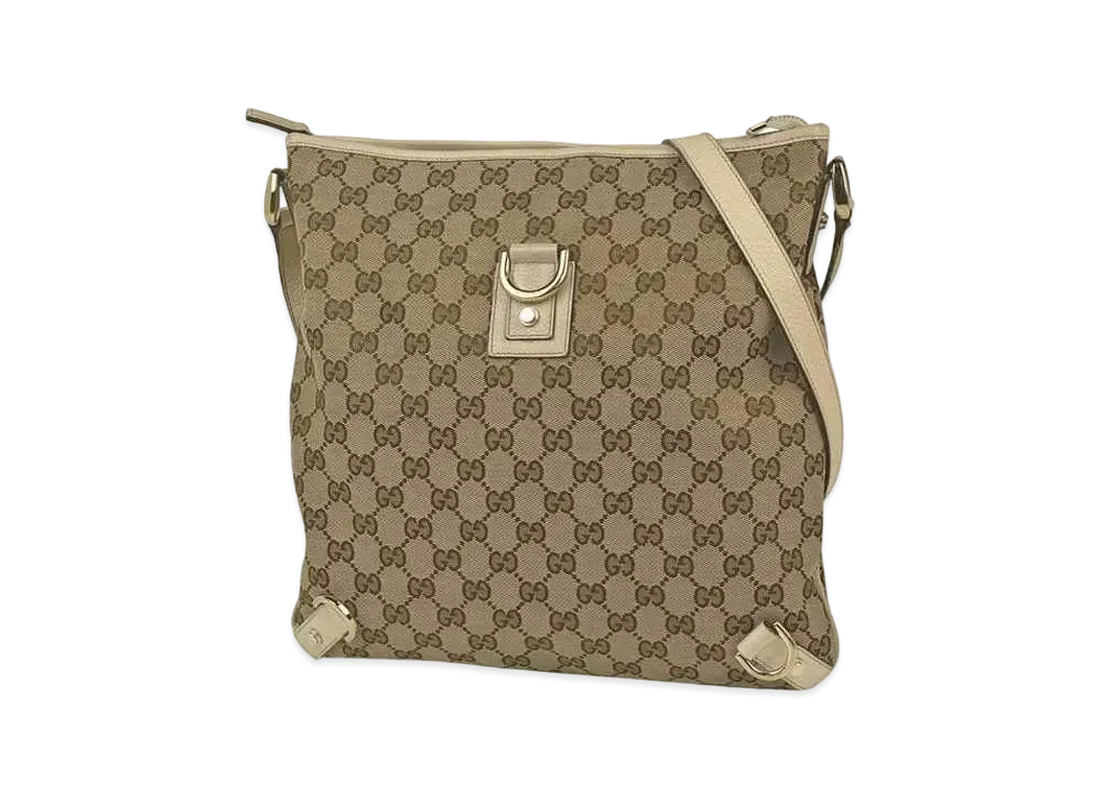 GUCCI GG Canvas Abbey Line Shoulder Bag "White"