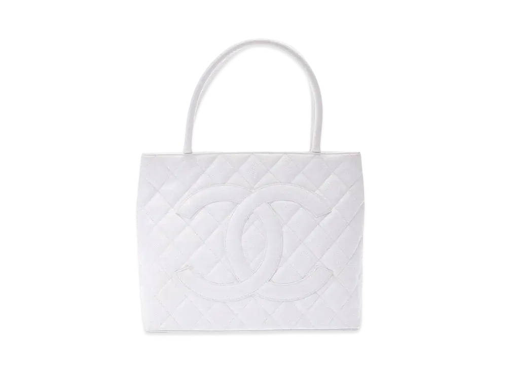 CHANEL Matelasse Caviar Skin Tote "White"