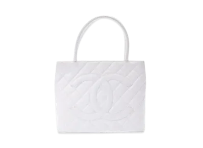 CHANEL Matelasse Caviar Skin Tote "White"