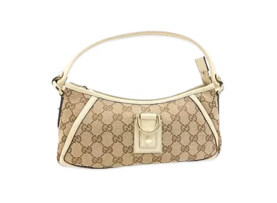 GUCCI GG Canvas Abbey Line Handle Bag "White"