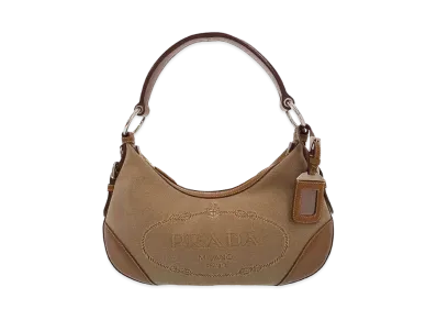 PRADA Logo Jacquard Semi Shoulder Bag "Brown"