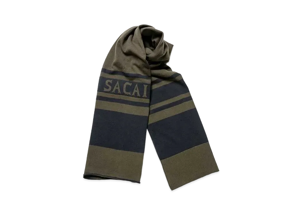 sacai Wool Cashmere Scarf "Khaki"