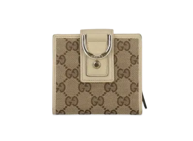 GUCCI GG Canvas Abbey D Ring Compact Wallet "White"