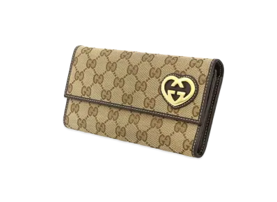 GUCCI GG Canvas Lovely Heart Wallet "Beige"