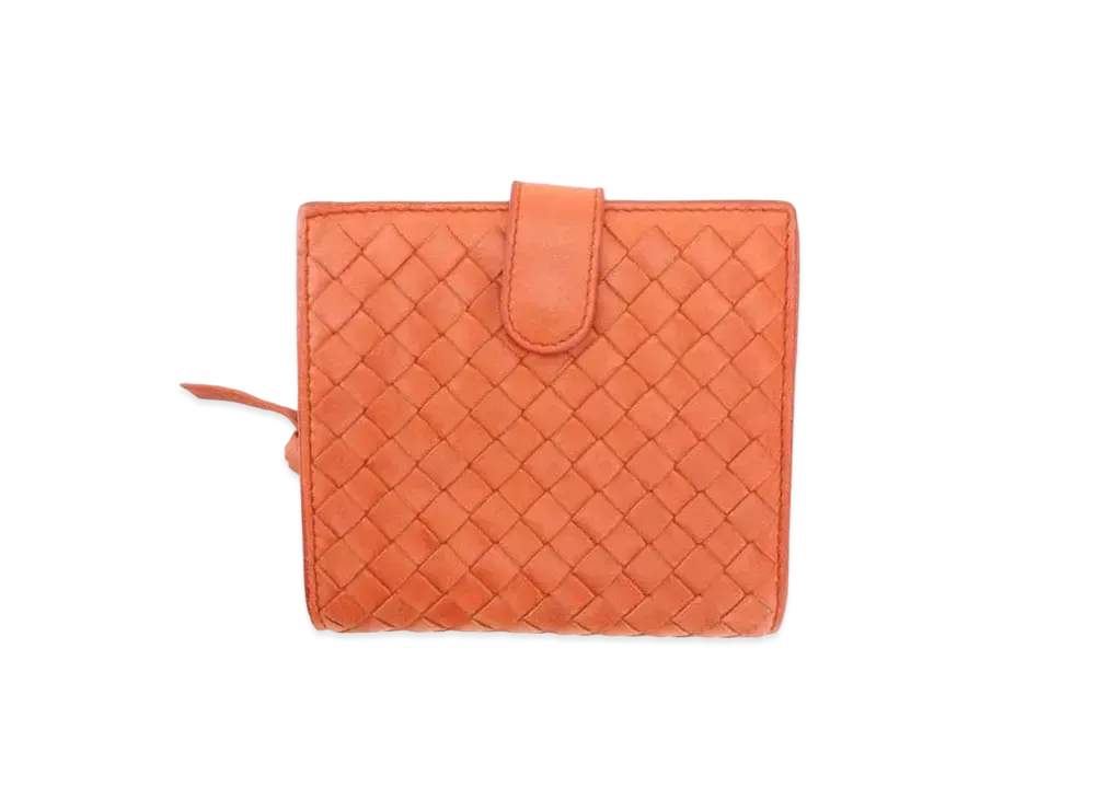 Bottega Veneta Intrecciato Compact Wallet "Orange"