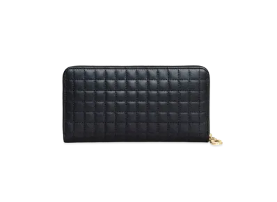 CELINE C Charm Quilted Calfskin Long Wallet "Black"