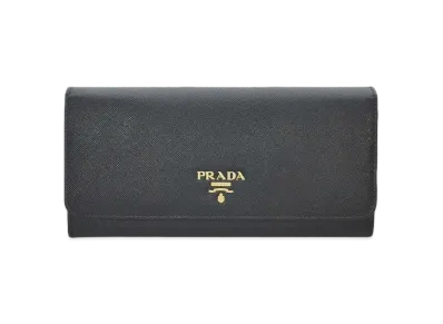 PRADA Saffiano Metal Nero Wallet "Black"