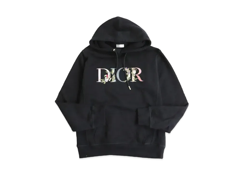 Dior Flowers Logo Embroidery Hoodie "Black"